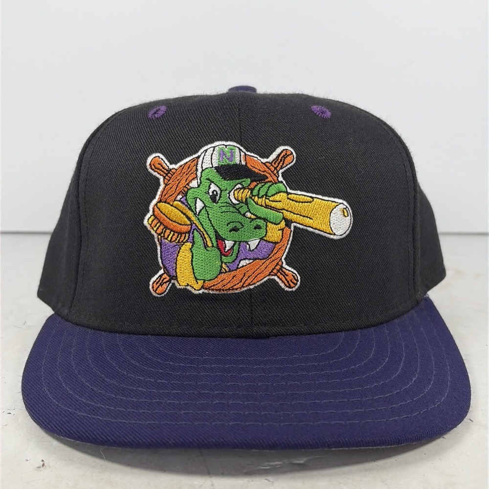 Vtg Pro-Line Norwich Navigators Black & Purple MiLB Fitted Hat 7